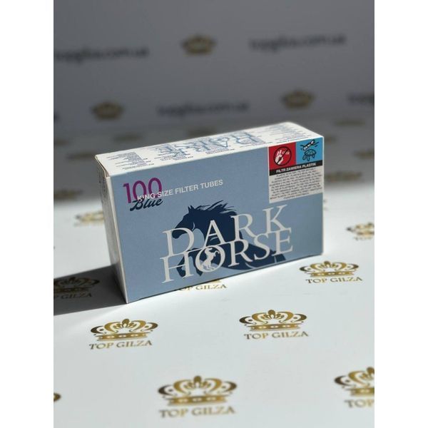 Паперові гільзи з фільтром для набивання цигарок тютюном Dark Horse Blue King Size Filter Tubes 100 шт фото
